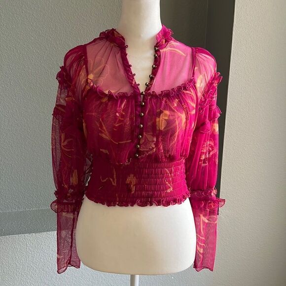 NWT Free People Time For Shine Cropped Blouse - Picture 2 of 8